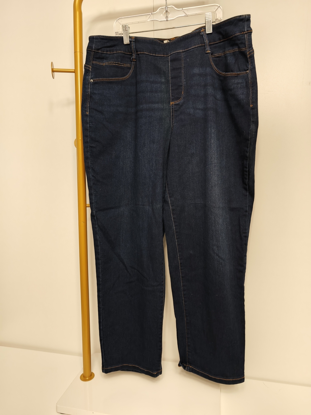 Time and Tru Dark Blue Straight Leg Pull On Jeans Womens XL 16-18 RN 52469